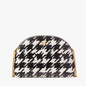 NWT Kate Spade Morgan Painterly Houndstooth Double-zip Dome Crossbody